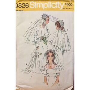 ⭐️ 1971 Simplicity‎ 9826 Wedding Veil and Headpiece Pattern ⭐️
